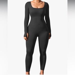 Women's Yoga Jumpsuit Ribbed long Sleeve Square Neck
One Piece medium